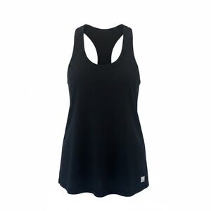 Vuori Womens Black Racerback Tank Top Activewear Yoga Training Scoop Neck Logo